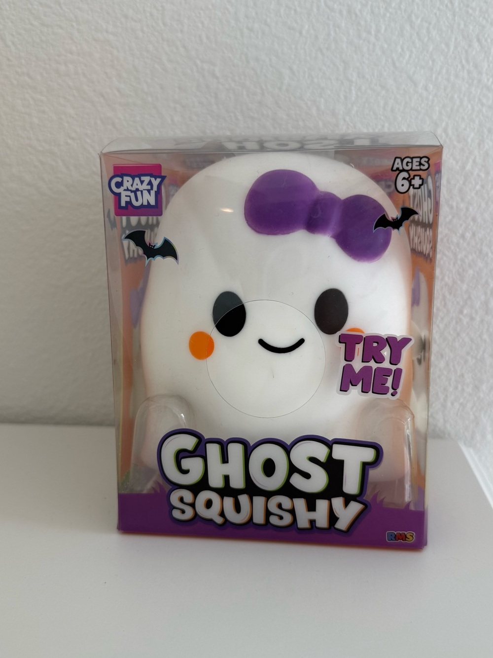 Crazy Fun Ghost Squishy Halloween Purple Bow NWT